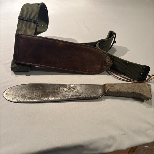 Original WWII USMC Hospital Corpsman Medical Bolo Knife & Boyt 43 Scabbard