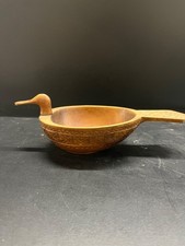 Vintage Hand-Carved Wooden Duck Bowl   Folk Art Trinket or Nut Dish