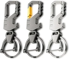 3pcs Heavy Duty Keychain Opener with 2 Keyrings Car Keychains, Multifunctional T