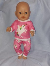 Kleidung Pyjama Schlafanzug Anzug Pegasus Einhorn 2tlg New Baby Born 43cm Puppen