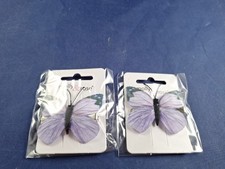 2 Vtg 90's Y2K PURPLE BUTTERFLY Hair Clip Pair 14-49