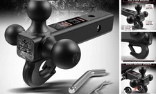 Trailer Hitch Tri Ball Mount with Hook,Fits 2” Hitch Receiver,1-7/8", A-Classic
