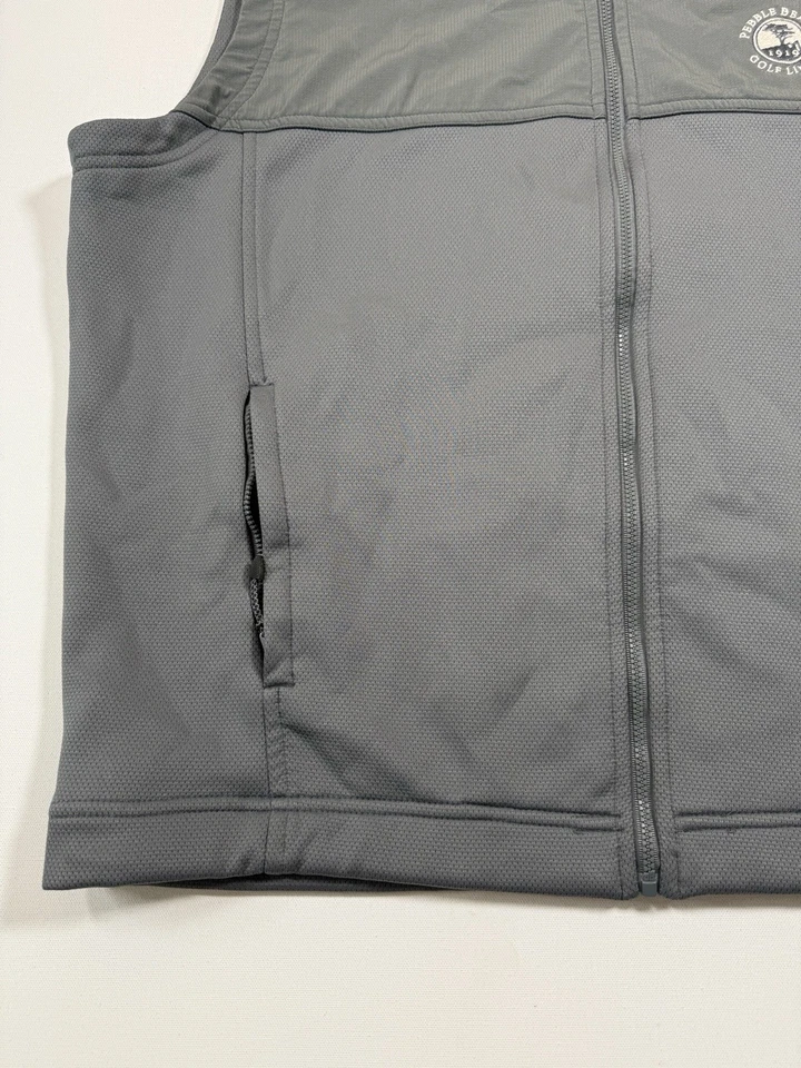 Chaleco Pebble Beach Golf Links Para Hombres XL Gris Cremallera Completa Teháma Performance Chaqueta Foto 3 de 4