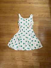 Vtg Pleated Midi Dress Green Polka Dot Young Edwardian Arpeja Juniors Sz9 Read
