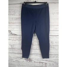 Talbots Pants Women's 14 Navy Blue Soho Ankle Pull On Stretch Dress Career Pant