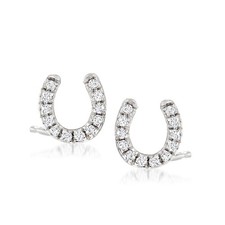 Ross-Simons 0.10 ct. t.w. Diamond Horseshoe Stud Earrings in Sterling Silver