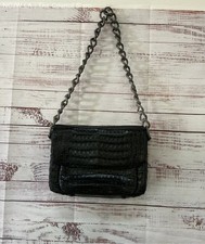 Nancy Gonzalez Black Crocodile Shoulder Bag w/chunky chain strap Retail $2,000