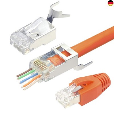VCELINK 2. Gen. Netzwerkstecker Cat7 Cat6A Pass Through RJ45 Stecker für 
