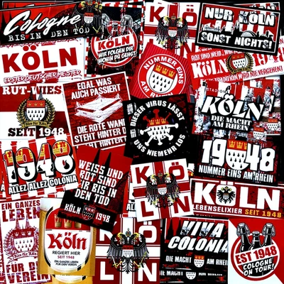 100 x 1. FC Köln Aufkleber Inspiriert von Effzeh Cologne Fahne Schal Sticker