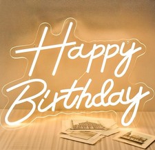 Happy Birthday Neon Sign for Backdrop, LED Happy Birthday Light Up Sign, USB