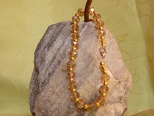 Tschechische Glasperlen mit Ø ca. 8 mm in beige und gold  ca. 21 cm lang kürzbar