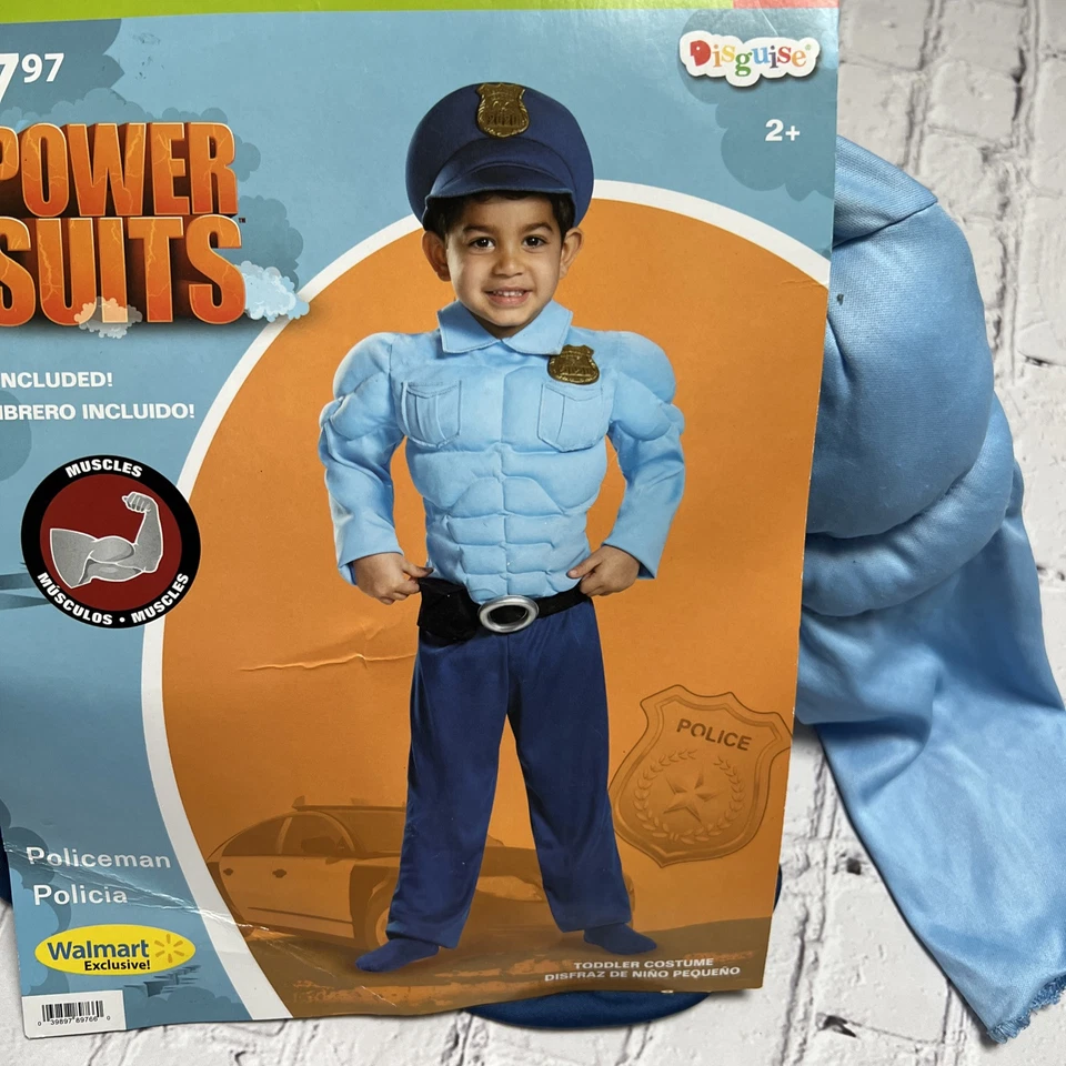 Nuevo con etiquetas Disfraz Trajes Eléctricos Disfraz para Niño Pequeño 2T Policía con Músculos Foto 2 de 4