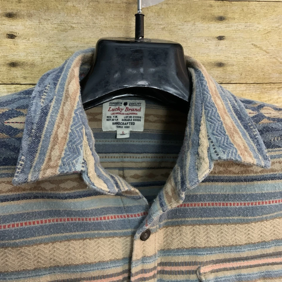 Camisa LUCKY BRAND Para Hombres Grande Chaqueta de Franela Azteca Con Botones Manga Larga Pesada Foto 4 de 4