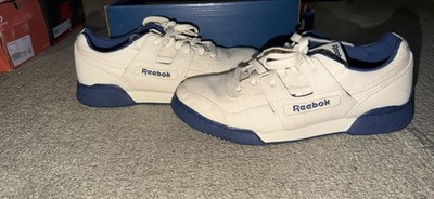 Reebok Workout Plus Men's 9.5 Low Top Lace-Up Sneakers Chalk/Batik Blue GZ3653