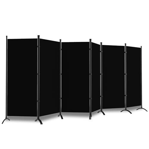 6 Panel Room Divider, Folding Privacy Screen Room Dividers Wall Panel Black - Picture 2 of 8