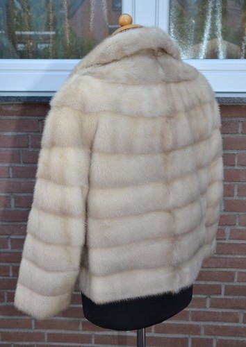 US5368 REAL CROSS MINK FUR JACKET RANCH MINK STRIPED SKINS SIZE M - NERZJACKE - Picture 5 of 16