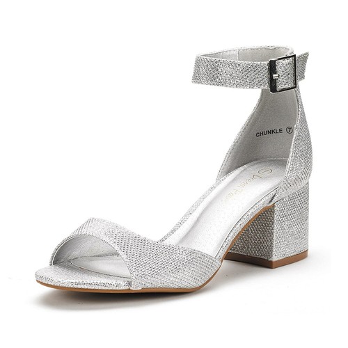 Women Ankle Strap Open Toe Low Chunky Block Heel Sandals Dress Wedding Sandals - Picture 60 of 77