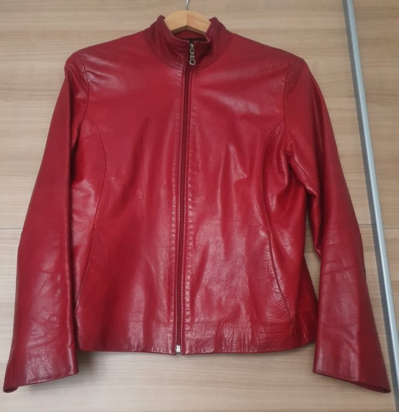 Chaqueta de piel Vintage 90's Roja Talla 44 / Leader red jacket
