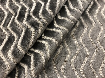 Clarke Clarke Zig Zag Stripe Velvet Upholstery Fabric Madison Charcoal 6 25 Yd Ebay