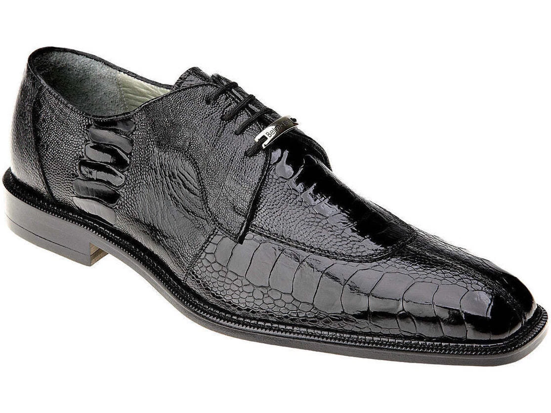 Belvedere Men Siena Dress Exotic shoes Formal Genuine Ostrich