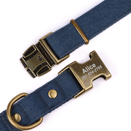 Personalised Nylon Dog Collars with Laser Engraved Name Plate Buckle Closure - Picture 10 of 20