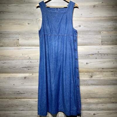 Karen Scott Vintage Chambray Sleeveless Maxi Dress Size L, Side