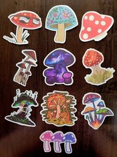 STICKERS x 10 Shrooms Space Mushrooms Galaxy Mushroom LadyBug Butterfly FEBG3