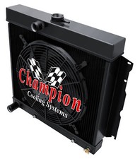 Cold 3 Row Black Finish Radiator 2216 Fan For 1963-1967 Plymouth Belvedere