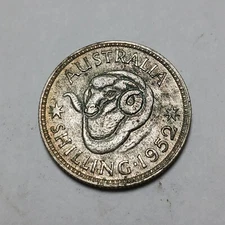 1952 Australia One Shilling - George VI - SIlver - Last KGVI Date!