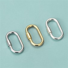 1 Pcs 925 Sterling Silver Oval Link Lock Enhancer Bail Carabiner Clasp Connector