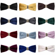 4 PCS Men Solid Pre-tied Velvet Crystal Bowtie Wedding Party Tuxedo Bow Tie
