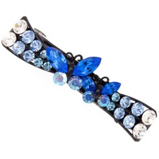 Butterfly Hair French Metal Barrette Clasp Clip Austrian Full crystal Loyal Blue
