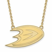 10k Gold NHL Anaheim Ducks Letter D Large Pendant 18 in Necklace