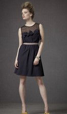 Anthropologie Black Hitherto Dress Sheer Top S 4 Silk Blend No Belt