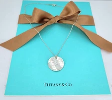 Tiffany & Co, New York notes  Sterling Silver Necklace Circle Wave Pendant 16"