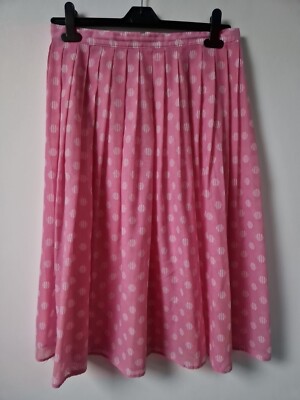 Vintage St Michael gepunktet rosa Midi ausgestellter Rock Gr 10 12