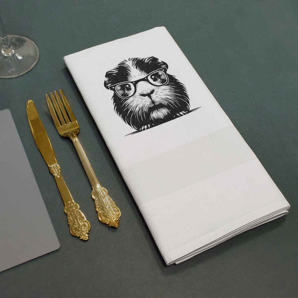 'Guinea Pig Wearing Glasses' Cotton Napkin / Dinner Cloth (NK00037902