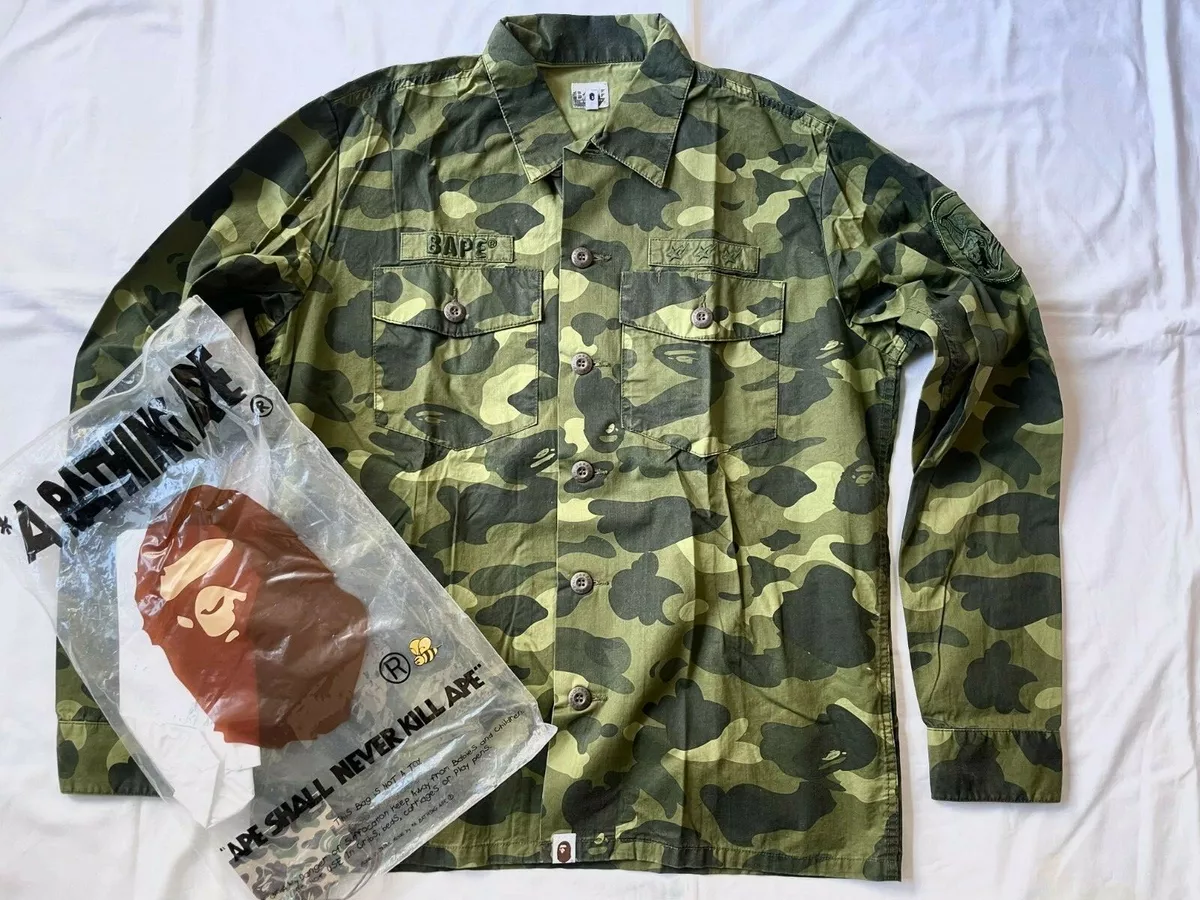 A Bathing Ape Bape Green Camo Long sleeve shirt Vintage