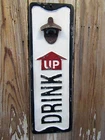 Vintage Style Tin Metal Wall Mounted "Drink Up" Bottle Opener Sign Man Cave Bar