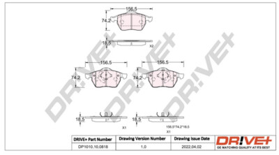 DR!VE+ DP1010.10.0818 BRAKE PAD SET, DISC BRAKE FRONT AXLE FOR AUDI SEAT