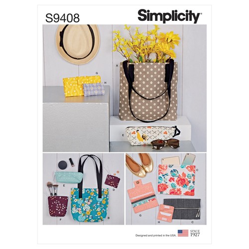 SIMPLICITY 9408 BAGS & SMALL ACCESSORIES Sewing Pattern Skill: EASY