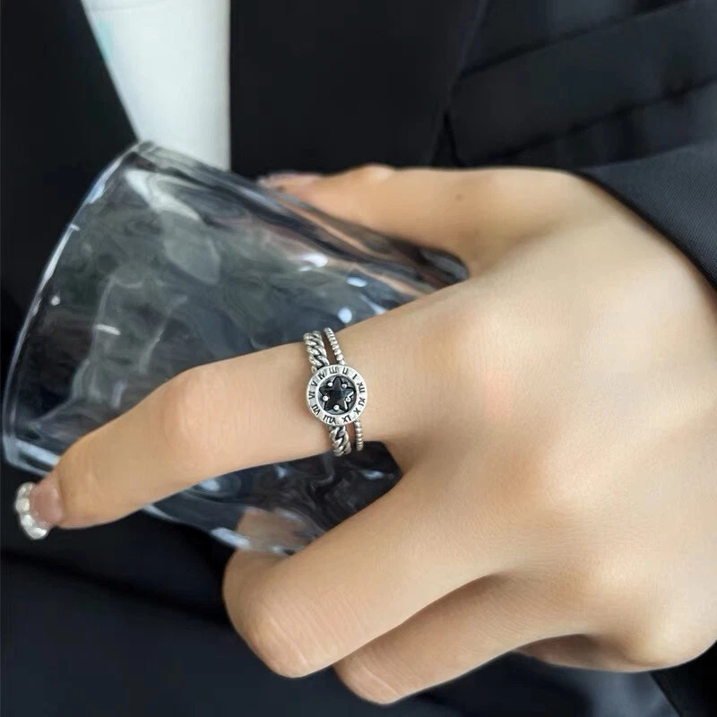 925 Sterling Silber Uhr Uhr Zeitverstellbar Ring Damen Mädchen Geschenk Herren - Bild 3 von 4