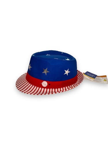 RED WHITE BLUE USA Stars & Stripes Patriotic Fedora with LIGHTS see Video! - Picture 4 of 9