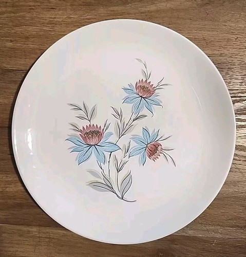 MCM Steubenville Pottery 10" Dinner Plate FAIRLANE Floral Pink/Blue Replacement - Picture 2 of 4