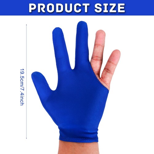 Billiards Glove 2 Pcs Three Finger Pool Universal Cue black and blue - Picture 2 of 7