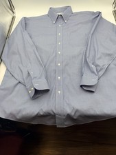 Brooks Brothers Non-Iron 100 Cotton Houndstooth Dress Shirt 17.5 36/37 Blue
