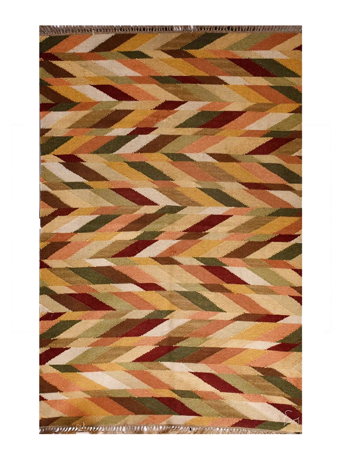 Handwoven Wool Kilim Dhurrie Rug Color Multicolor Handmade Design Carpet Rug