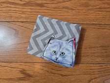 Handmade Fabric Cat Wallet with Coin Pocket and Card Slots Kawaii Small Purse