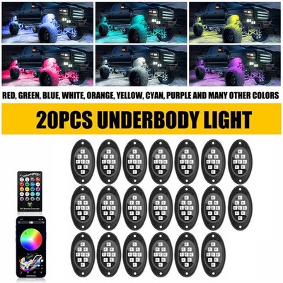 20x RGB Dreamcolor LED Car Underglow Lights Music Bluetooth APP Remote Control