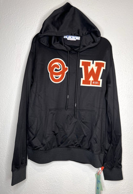 Off-White OW Patch Slim Hoodie Black Orange Men s XLarge OMBB097C99FLE006 NWT